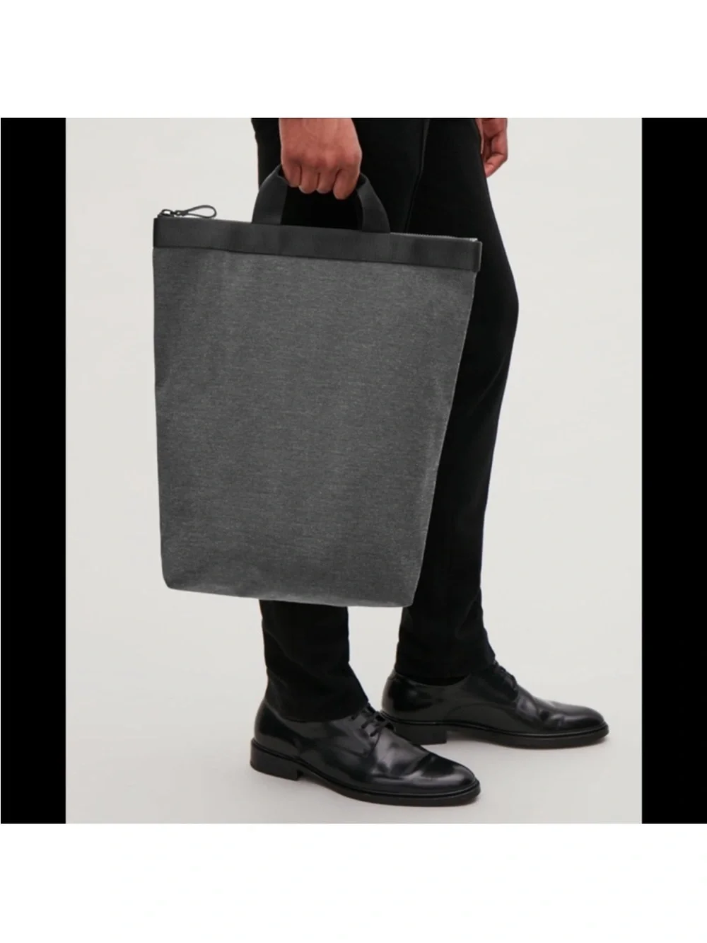COS Minimalist Grey Black Canvas Tote-Backpack convertible unisex work bag